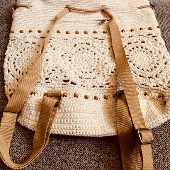 Neiman Marcus Woven Cotton Beach Knitted Backpack